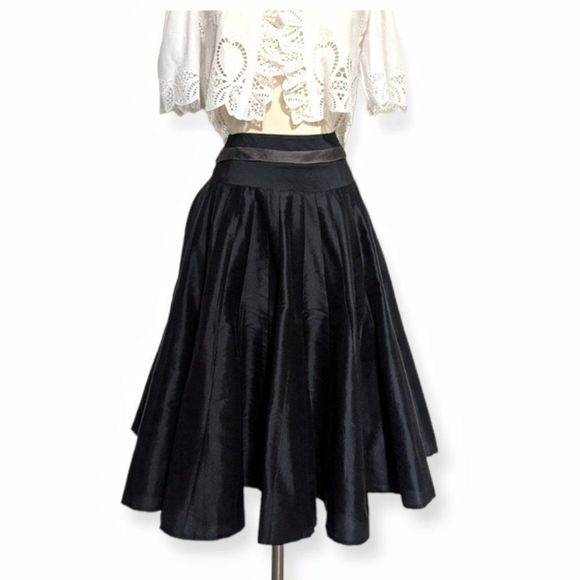 Handmade Black Raw Silk Circle Skirt Zaya size S - Picture 10 of 10